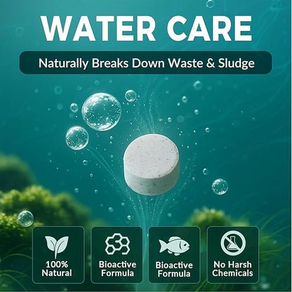 Muck Clear – Natural Pond Sludge Treatment, 500 Tablets for Ponds, Fountains & Bird Baths, Beneficial Bacteria & Enzymes, Chemical-Free & Safe for Fish, Pets & Wildlife
