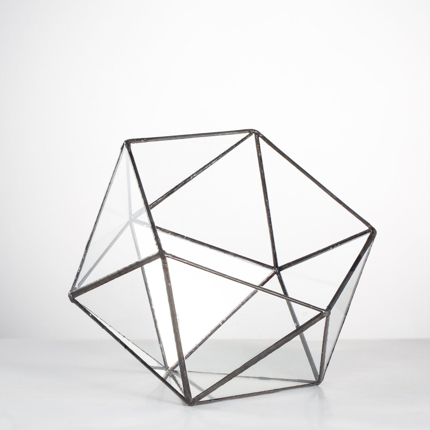 NCYP Opened Geometric Glass Terrarium, 6.69" Bowl Shape Planter for Succulent Plant Cacti, Indoor Balcony Irregular Decor, Garden Miniature Pot, Tabletop Centerpiece (No Plants)