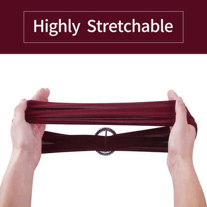 Peomeise 50pcs Burgundy Spandex Chair Sashes with Buckle Slider for Wedding, Party Decoration