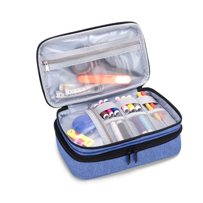 Luxja Sewing Accessories Organizer, Double-Layer Sewing Supplies Organizer for Needles, Scissors, Measuring Tape, Thread and Other Sewing Tools (NO Accessories Included), Dark Blue