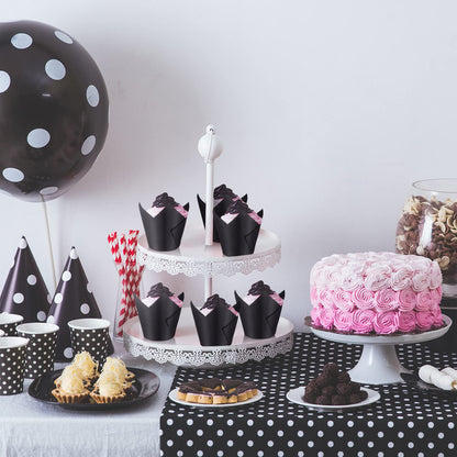 Funtery 400 Pcs Black Tulip Cupcake Liners for Baking Cups Standard Size Greaseproof Parchment Paper Tulip Muffin Liners Cupcake Wrappers for Weddings, Birthdays, Baby Showers, Parties(Black)