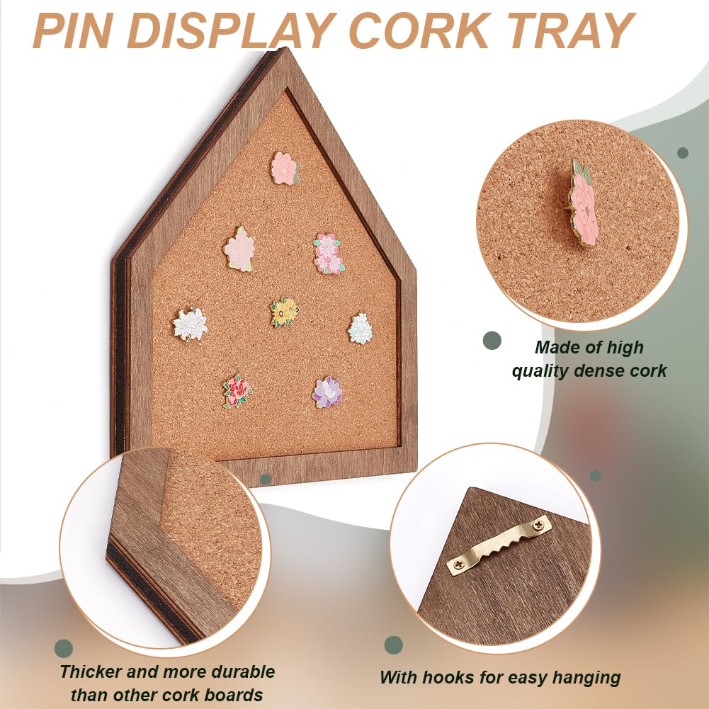 BENECREAT Cork Brooch Board, 11.8x11.8 Inch Wall Cork Tray Baseball Home Plate Pin Board for Brooch Pin Storage, Jewelry Display, Lapel Pin Enamel Pin Display, 19mm/0.5 Inch Thick