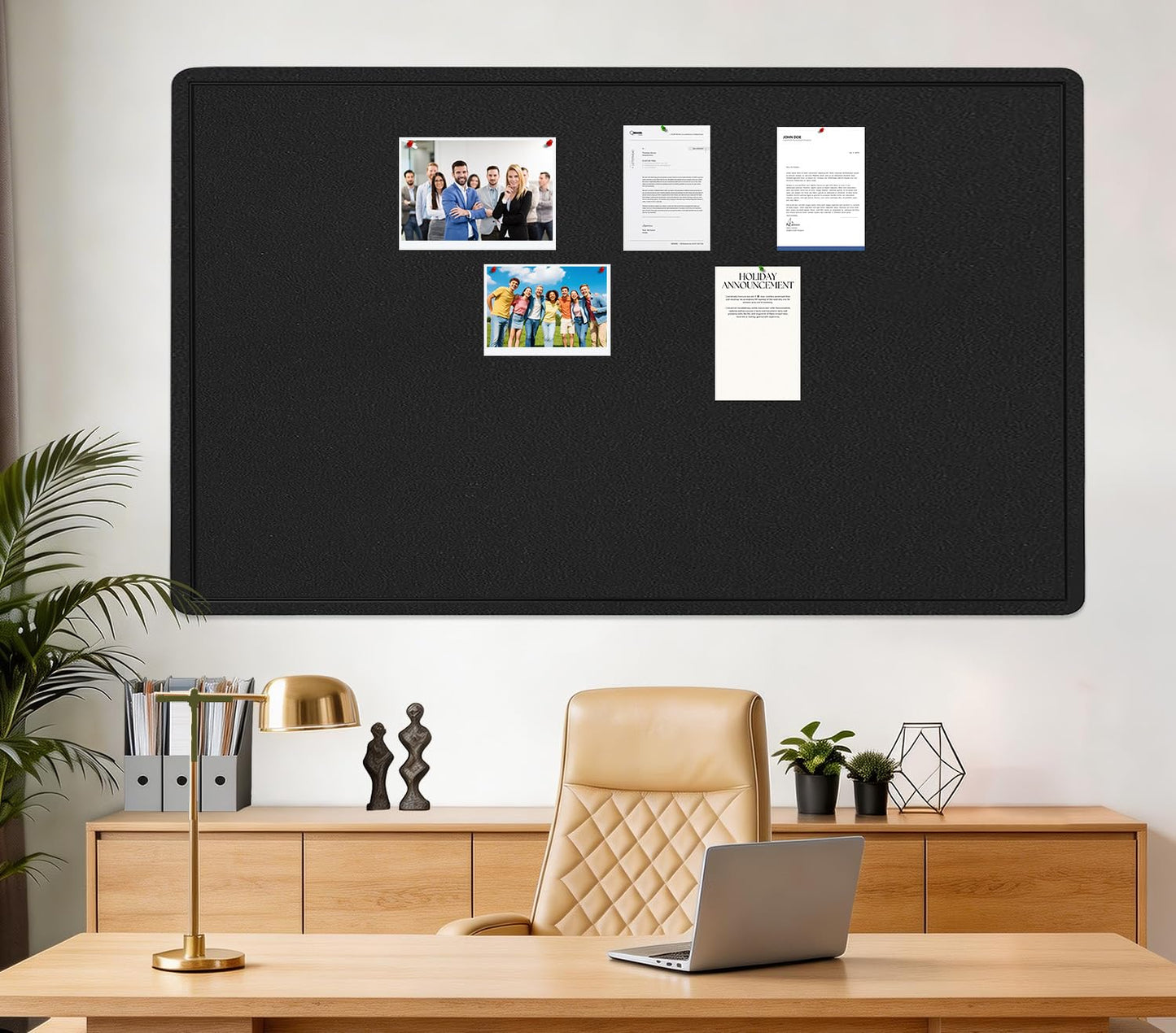 Extra Large Bulletin Board, 95 X 47 inches Cork Board with 30 Pushpin, 8' x 4' Felt Cork Board Notice Pin Board, Self-Adhesive Vision Board Mood Board Foldable Photo Board for Wall - Black