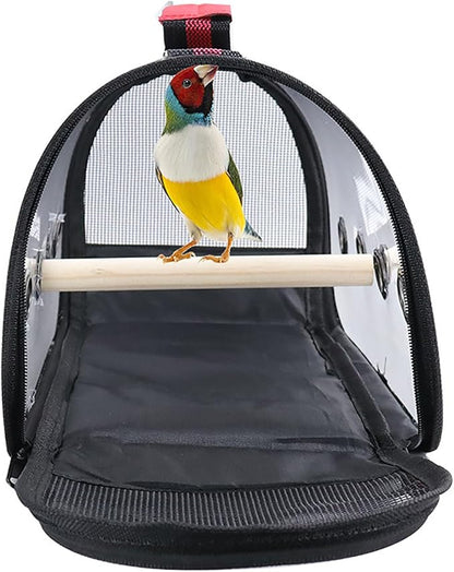 Lightweight Portable Pet Bird Travel Cage, Breathable Bird Carrier Backpack, Parrot Carry Bag with Visible Window Large Space, Shoulder Strap and Standing Perch, for Small Birds