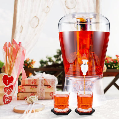 Maxcheck 2 Pcs Drink Dispenser for Parties, 1.8 Gallon Plastic Beverage Container with Ice Core and Spigot, Clear Countertop Water Pitcher, Iced Juice Tea Lemonade Coffee Milk, for Wedding Picnic Bar