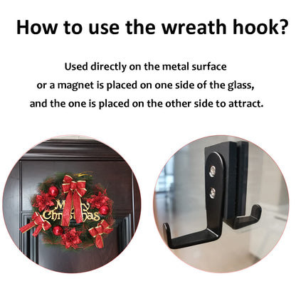 ULIBERMAGNET 2 Pack Strong Magnet Hooks Heavy Duty,Anti-Slip Rubber Coated Magnetic Hooks for Wreath,Coat,Bag,Umbrella,Towel,Christmas Halloween Wreath Decorations