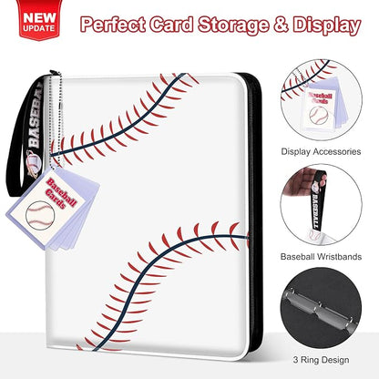 Mlikero Baseball Card Binder 720 Pocket, Trading Card Binder with Card Display Design, Premium Card Holder with Sports Pattern Wristband Compatible with Baseball Cards 2026