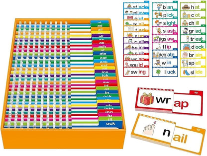 30 Read Word Families, Sight Words, ABC Phonics Flash Cards,Reading Learning Set, Educational Games for Kindergarten