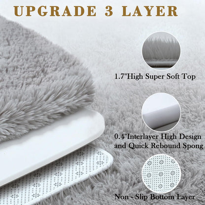 junhejiamei 8x10 Area Rugs for Living Room Bedroom Rug, Large Shaggy Soft Plush Furry Bedside Rug, Area Rugs for Home Decor (Light Grey, 8x10 Feet)
