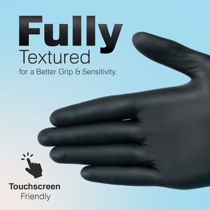 Raxwell Latex Free Disposable Gloves - 4.5 Mil Black Nitrile Gloves - 100 Count Non Latex, Powder Free - Food Grade & Safe - For Labs, Kitchens, Mechanics, Cleaning & More