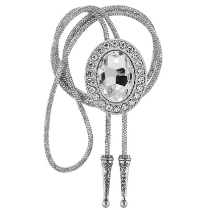GelConnie Crystal Bolo Tie for Men Women Western Wedding Cowboy Tie Rhinestone Country Formal Necklace Adjustable Faux Leather Accessories