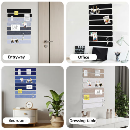 Vuzvuv 8 pcs Bulletin Board Bar Strips No Adhesive Backing with Glue Points ，Self Adhesive Cork Board for Wall，Felt Pin Board for School，Office Decor(Mix-Brown)