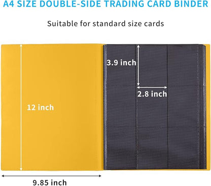 Upgraded 9 Pockets Trading Card Collection Binder, 360 Book Holder Album for Yugioh, MTG, TCG, Magic, Sports Cards - Yellow