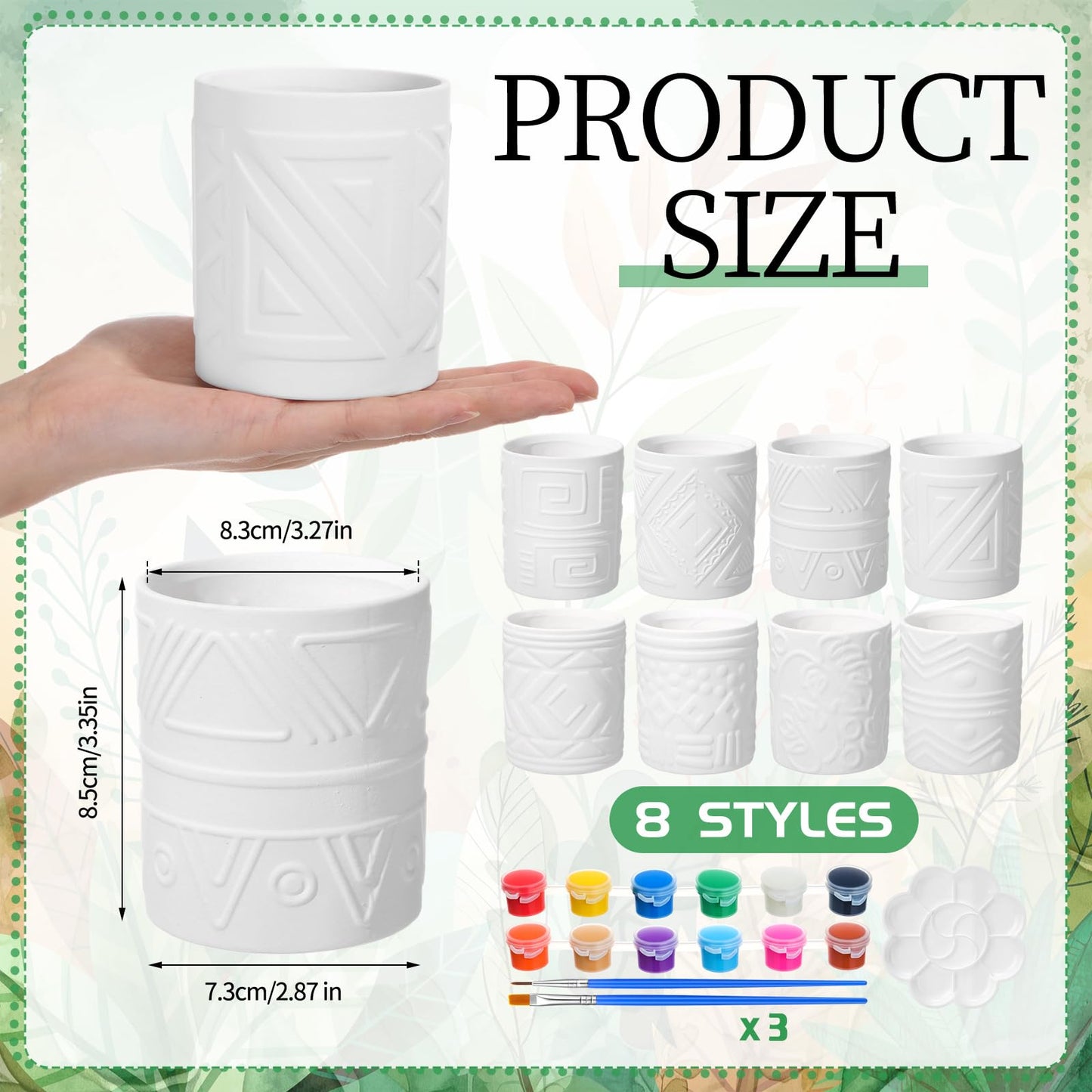 Zubebe 12 Pcs Paint Your Own Ceramic Pot Bulk Ready to Paint Ceramics Plant Pot DIY Mini Ceramic Succulent Pots in Bohemian Unfinished Pottery Mini Flower Planters Pots Painting Craft Supplies