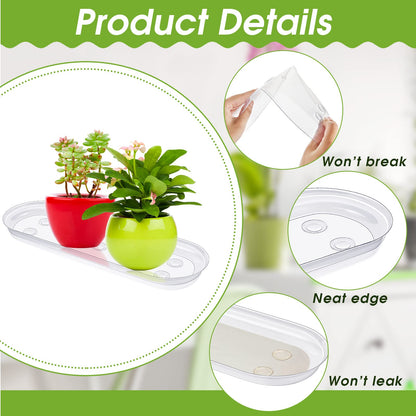 Juexica 10 Pcs 14 x 4.6 Inch Plant Tray Plastic Plant Saucer Window Sill Tray Rectangular Drip Trays Plastic Oval for Indoors Flower Pots for Window Sills and Shelf