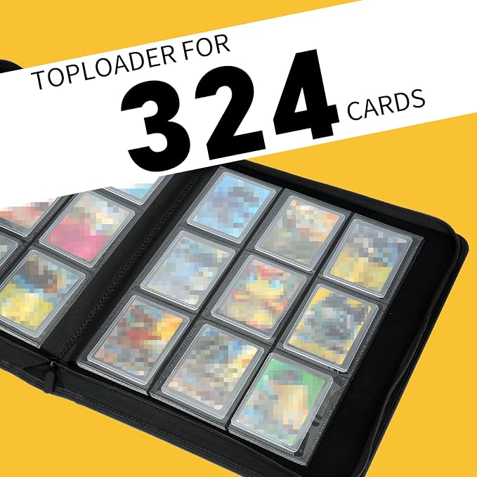 Toploader Binder, Holds 324 Toploaders, 9 Pocket Top Loader Binders with Sleeves for 3 x 4'' Toploaders, Double-Sided Pocket Top Loader Storage Binder, Trading Card Binder - Diamond Lake Blue