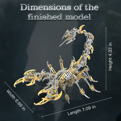 Metalkitor Scorpion 3D Metal Puzzles Kits for Adults Teens – 454 Pcs – Mechanical Assembly Models – 4 Hours to Build – Ideal for Gifts and Decorations (Golden)