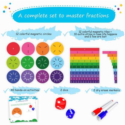 Simply magic 166 PCS Magnetic Fractions Activities Class Set & 112 PCS Yummy Magnetic Fractions for Math