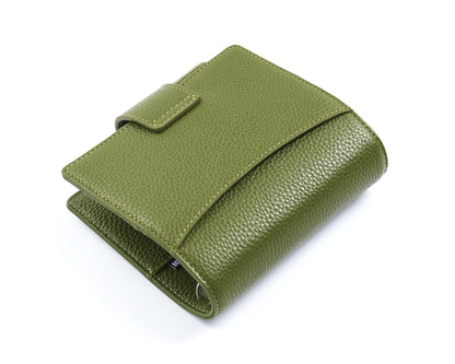 Moterm Pocket Elite Rings Planner - Genuine Leather Binder Organizer without Big Back Pocket (Pebbled-Olive, 25mm Ring)