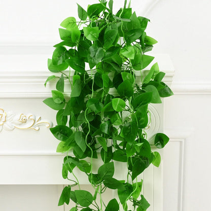 BLEUM CADE 4Pcs Fake Hanging Plants, 9 Branch Artificial Hanging Plant, Lush Faux Pothos Vines for Home Room Wall Shelf Porch Outdoor Indoor Decor (No Baskets)