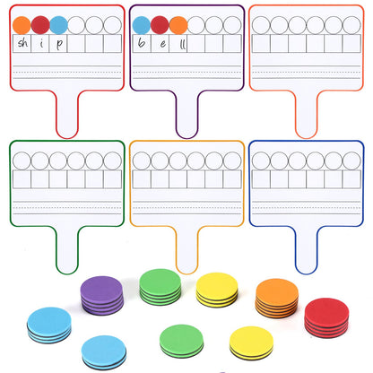 Seajan 6 Pcs Magnetic Dry Erase Boards 8.3" x 9.8" Double-Sided Handheld Answer Boards with Counting Discs Phonics & Literacy Game Toy for Kids Students Teacher & Classroom(Multi Color)