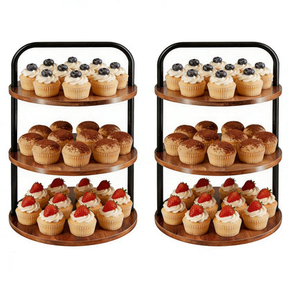 Limengya Wooden Cupcake Stand 2 Pack, 3 Tier Large Cupcake Tower Stand 50 Cupcakes, Dessert Stand Cupcake Display Stand Cupcake Tower for Party, Wedding, Birthday, Halloween, Farmhouse Decor