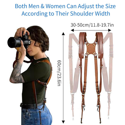 Jerliflyer Camera Harness, Dual Camera Harness, Camera Straps for Photographers for DSLR/SLR (Brown)
