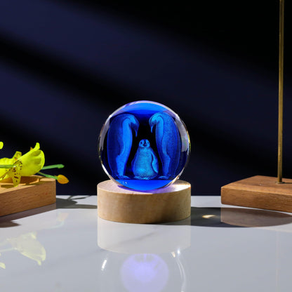 3D Penguin Gifts for Women - Crystals Ball 60mm - Glass Animals Figurine Penguin Decor Stuff for Anniversary, Birthday, Best Friend, Lovers Keepsake Paperweight