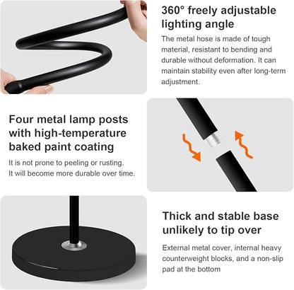 Bright LED Eye-Protecting Reading Floor Lamps Touch and Remote Dimming 3000-6000k, Tattoo Craft Drawing Makeup Adjustable Gooseneck Standing Light,Living Room Chair Sofa Bedroom Office