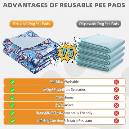 KOOLTAIL Washable Pee Pads for Dogs, 2 Pack Super Absorbent Reusable Puppy Training Pads Waterproof, Nonslip and Leak-Proof Dog Pee Pads, Large Pet Mats Whelping Pads for Floor, Crate, Couch 36"x41"