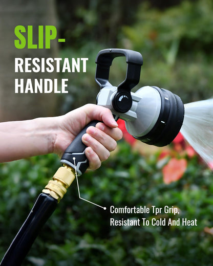 RAINPOINT Heavy Duty Fireman's Hose Nozzle, 7 Modes Water Hose Nozzle with Adjustable Flow Control, Ergonomic Grip for Garden Watering, Car Washing, Pet Bathing & Outdoor Cleaning