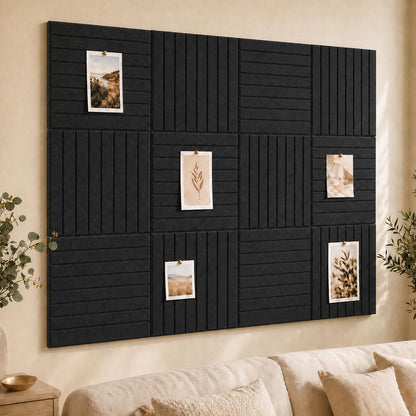 Baysola Stripe Felt Bulletin Board Panels 48 x 36 Inch Self Adhesive Wall Tiles Cork Board Alternative for Office Classroom Photos Notes 12 Pack