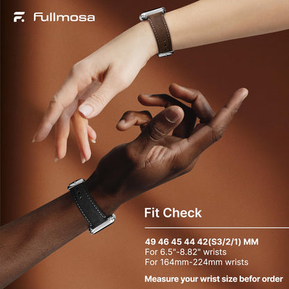 Fullmosa Leather Band Compatible with Apple Watch Bands 49mm 46mm 45mm 44mm 42mm,Top Grain Leather iWatch Straps for Apple Watch Ultra SE Series 11 10 9 8 7 6 5 4 3 2 1,Coffee+Silver/Black+Silver