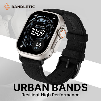 Bandletic Suede Leather Band Compatible with Apple Watch Bands for Men Women, Soft Strap for iWatch Ultra 3 2 Band 49mm, Series 11 10 (46mm), 9 8 7 (45mm), SE3 SE2 SE 6 5 4 (44mm), 3 2 1(42mm), Black