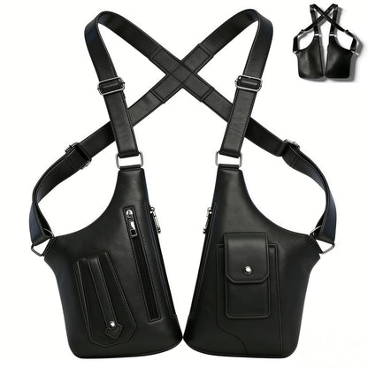 Fylozonu ﻿Double Shoulder Armpit Bag,Leather Adjustable Underarm Shoulder Bag for Men,Men Anti-Theft Underarm Wallet Pocket Holster Phone Leisure Double Shoulder Pouch