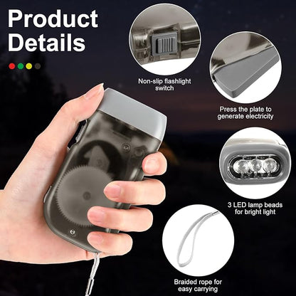 Mudder 24 Pack Hand Crank Flashlight No Battery Emergency Flashlight, Self Powered Portable Light Dynamo Torch for Survival Kit Outdoor Hiking Emergency(Red, Grey, Yellow, Green)