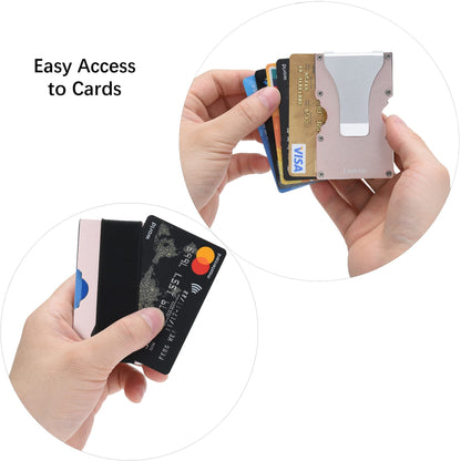 Lindenle Minimalist Wallet Small Card Holder Slim Front Pocket Wallet RFID Blocking Money Clip Women Men (Rose Gold)