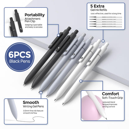 Nicpro 50 PCS School Supplies Stationary Set with Pencil Case - 6 Gel Pens & Refills, 12 Highlighters, 6 Art Mechanical Pencil Set, 12 Tube lead Refills for College Essentials Office Stationery -Black