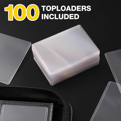 Toploader Binder, Holds 360 Toploaders, 100 Toploaders INCLUDED, 9-Pocket PU Cover Top Loader Binder for 3" x 4" Rigid Toploader, Ringless Double-Sided Toploader Card Binder for TCG, Sport Cards