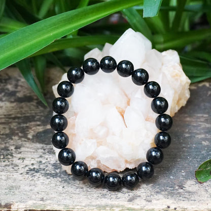 8MM Black Tourmaline Bracelet, 3A Grade Natural Chakra Crystal Jewelry | Birthstone of October, Fit 6.5" Wrist Size, Bring Luck, Peace & Love, Feng Shui Gift for Friends Familys