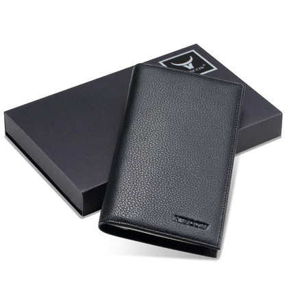 HISCOW Duplicate Checkbook Cover for Men & Women - Full Grain Leather (Pebbled Black)