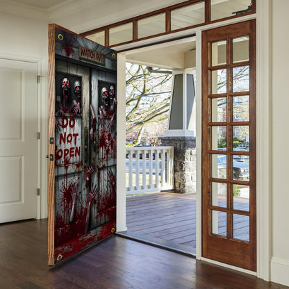 Halloween Terror Theme Door Cover, DO NOT OPEN Theme Door Cover, Scary Bloody Door Banner for Halloween Spooky Party Decorations, 71x35 Inch (NOT OPEN A)