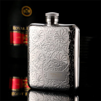 Octaville Whiskey Flask Gift Set for Men - Engraved Leather Hip Flask with Gift Box, Funnel & Polishing Cloth | Ideal Groomsmen Gifts, Father’s Day Presents, Birthday Gifts for Him