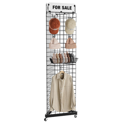 Urban Deco Triangular Grid Wall Panels for Vendor Booth - Gridwall Display Stand with Accessory 24 Hooks, 1 Set Display Racks for Vendor Events (Black)