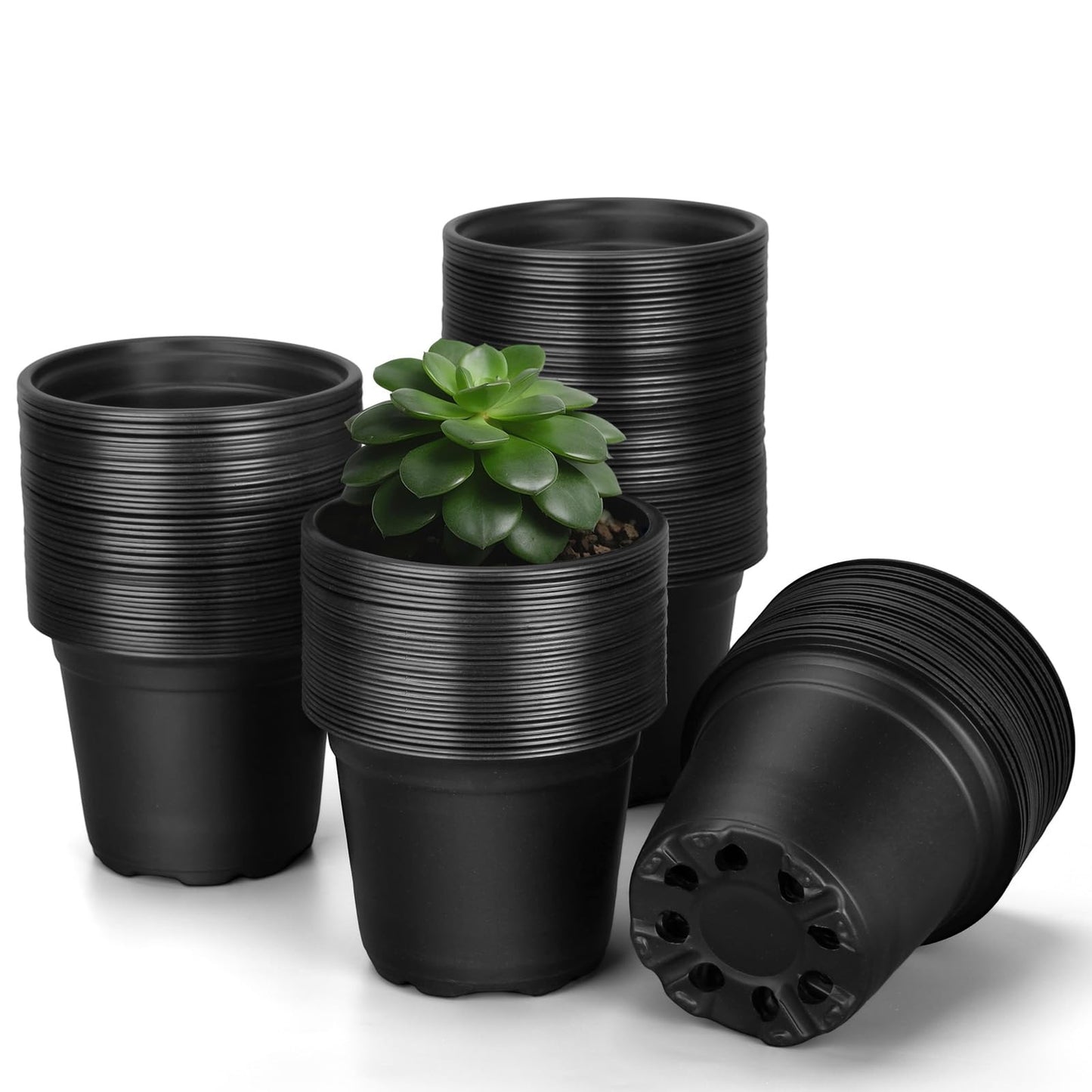 FUOAUYK 110 Pcs Small Plastic Palnt Pot, 4 5 6 Inch Nursery Pots with Drainage, Seedlings Starter Pots for Plants, Great for Herbs, Cuttings, and Starter Plants (110 pcs, 4 inch)