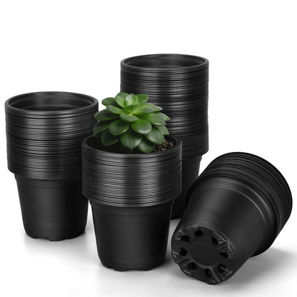 FUOAUYK 110 Pcs Small Plastic Palnt Pot, 4 5 6 Inch Nursery Pots with Drainage, Seedlings Starter Pots for Plants, Great for Herbs, Cuttings, and Starter Plants (110 pcs, 4 inch)