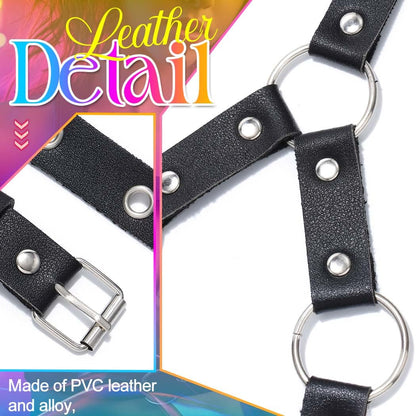 Nicute Leather Chest Belt Black Fashion Harness Belt Gothic Body Accessories for Women (Black)