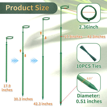 Telescoping Plant Stakes,5Pcs 17.9In to 42.3In Adjustable Monstera Plant Support Orchid Sticks with Clips, Plant Sticks Support Tall for Monstera,Orchids,Tomatoes,Vines & Indoor Outdoor Plants