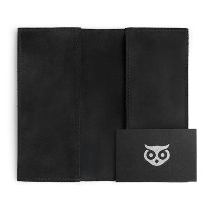 Hide & Drink, Checkbook Cover, Minimalist Organizer for Personal or Business Finances, Bill Holder, Full Grain Leather, Handmade, Charcoal Black