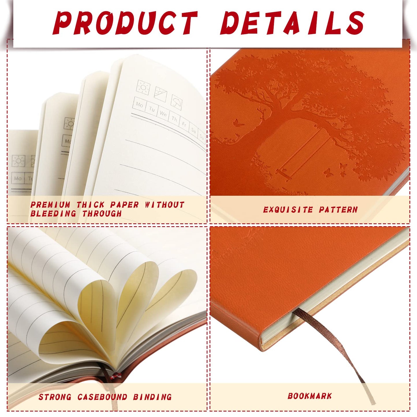 TaoBary A5 PU Leather Journals Bulk Colorful Tree Journal Notebook Soft Leather Cover Lined Ruled Writing Notebook for Back to School Office Group Team Volunteer(Bright Colors,24 Pcs)